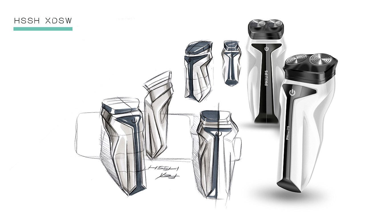 剃須刀形態(tài)設計推敲與表現(xiàn)過程